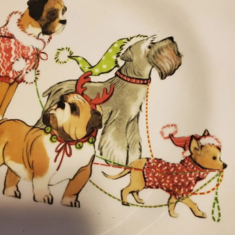 Pier 1 Imports Park Avenue Puppies Handpainted Ironstone Holiday Serving Plate